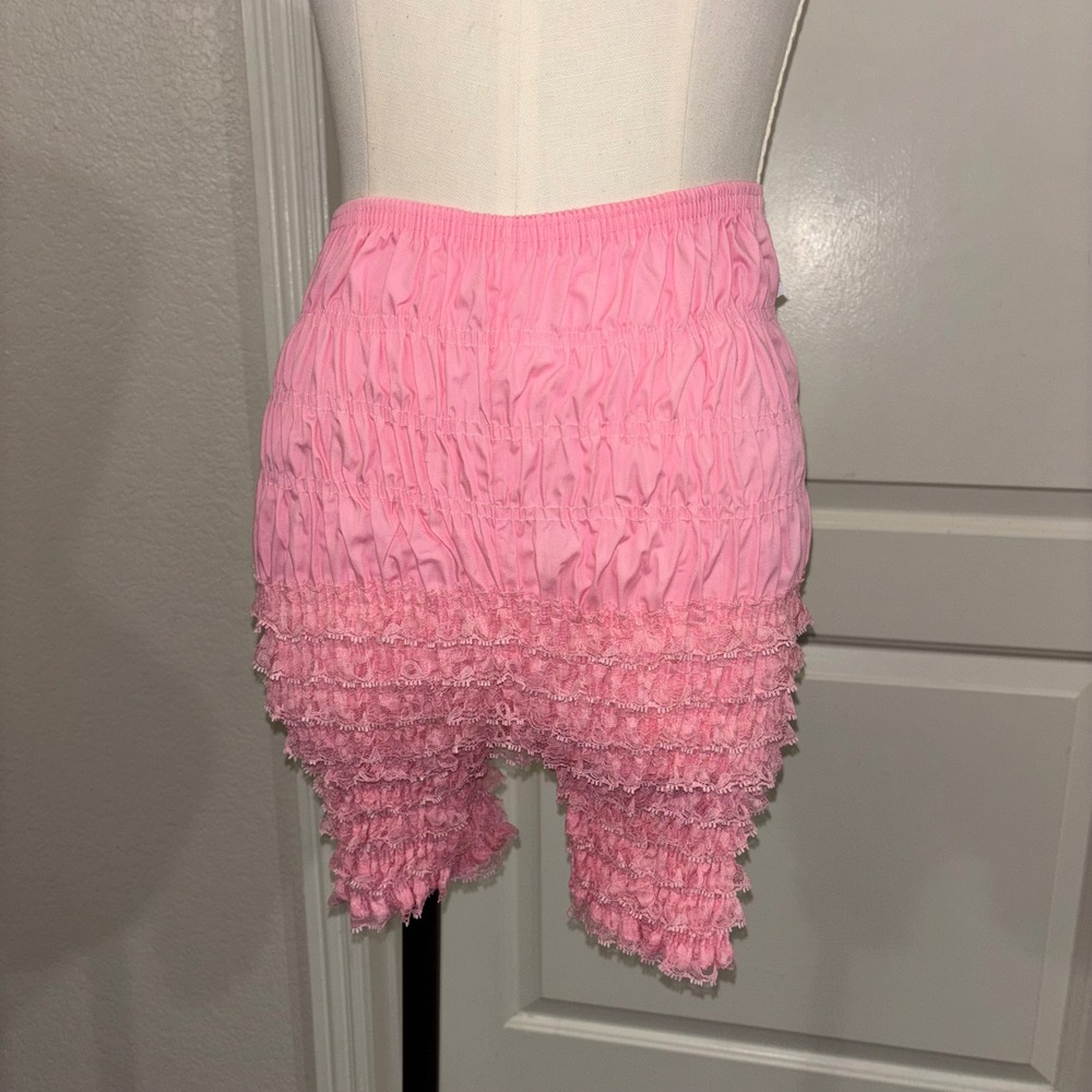 Vintage 70s Malco Modes Baby Pink Ruffled Bloomers Lace Trim Petite USA Made